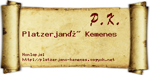 Platzerjanó Kemenes névjegykártya